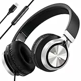 Bywulanda USB-C Kopfhörer mit Mikrofon und Lautstärkeregler, Over Ear Stereo Headsets für iPhone 15, 16 Pro, kabelgebunden, Faltbare Kopfhörer für Smartphones, Chromebook, Laptop, Tablets, Reisen
