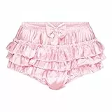Satini Rüschen Sissy Gerafft French Knickers Slips Dessous Seidig Satin Unterwäsche Höschen (Zartrosa, XL)