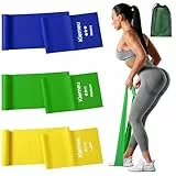 Kiemeu Latex Gymnastikband elastisch Fitnessbänder Set für Workouts, Pilates, Yoga, Physiotherapie und Reha, Widerstandsbänder Set für Sport Gummiband Fitness Bänder für Training, 1.8 m lang
