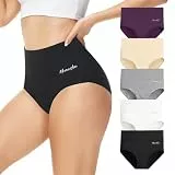 Momoshe Bauchweg Unterhose Damen Unterhosen Frauen Sport Slips Pantys High Waisted Stretch Atmungsaktiv Tanga Menstruationsunterwäsche Schwarz Weiß Grau Farbe Lila 5er Pack S
