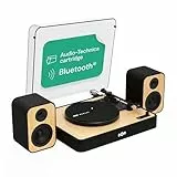 House of Marley Revolution Plattenspieler Bluetooth mit Lautsprechern - Nachhaltig gefertigter Schallplattenspieler mit kabelgebundenen Lautsprecher Boxen, Vinyl Player mit Regallautsprechern