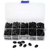 Kunststoff-Augen, Nasen, DIY 580 Ovale Runde Accessoires, Spielzeug, Flacher Teddybär, 580 Stück, Taillentrommel, Puppenherstellung (580 pro Karton (schwarz))