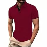 KOG Poloshirt Herren Golf Polo Shirt Kurzarm Kleidung Einfarbig Bekleidung Lässig Baumwolle Tshirts Junge Oberteile Tops Jungen Vintage Top Wein XL