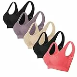 Generisch 5er Pack BHS Bustier Damen Sport BH Große Größen Starker Halt Comfit BHS Atmungsaktiv Soft Seamless BH-Set Bra Sportunterwäsche für Damen Alltag Joggen Yoga Outlet Khaki 3XL