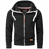 ALESSANDRO SALVARINI Herren Sweatjacke Kapuzenpullover Jacke Kapuze Hoodie Sweater AS192 [AS-192-Schwarz-Gr.L]