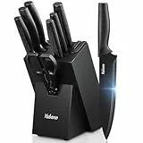Yabano Messerblock Set, 8-teilig Küchenmesserset mit eingebautem Messerschärfer, Scharfe Edelstahl Küchenmesser mit Block, Rostfrei & Spülmaschinengeeignet, Ergonomischer Griff