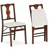 RELAX4LIFE 2er Set Esszimmerstühle klappbar, Küchenstuhl mit Hochgekrümmter Rückenlehne & gepolsterter Sitz, Klappstühle mit Holzbeine, bis zu 170 kg belastbar, Vintage, für Wohnzimmer, Bar & Küche