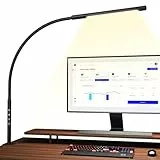 EYOCEAN LED Schreibtischlampe, Augenschutz Klemmleuchte, Klemmlampe Einstellbare Dimmen & Farbtemperaturen, Büro Tischlampe, Klemmlampe mit Speicherfunktion und Timerfunktion, 12W, Schwarz