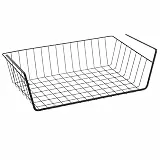 RICOO Einhängekorb Schrank KR001B Schrankkörbe Unterregal Hängekorb Regal Schrankkorb zum Einhängen Regaleinhängekorb Drahtkorb Gitterkorb Aufbewahrungskorb Metall Korb zum Aufhängen schwarz