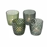 Windlicht Glas grün Teelichthalter 4er Set