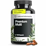 natural elements Premium Multivitamin – 180 hochdosierte Komplex-Kapseln – wertvolle Vitamine A-Z – Premium-Rohstoffe – mit Bioaktiv-Formen – ohne unnötige Zusätze – laborgeprüfte Qualität