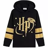 Harry Potter Mädchen Hoodie, Weicher und Bequemer Hogwarts Kapuzenpullover - Geschenke für Mädchen (Schwarz/Gold, 9-10 Jahre)