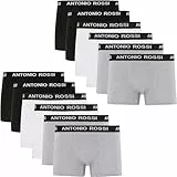 ANTONIO ROSSI Herren (12er-pack) Herren-boxer-hipster Fitted Boxer Hipsters, Schwarz, Grau, Weiß, L EU