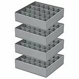 Homsorout Unterwäsche Organizer Socken Organizer - Schublade Organizer Faltbare 24 Zellen Ordnungssystem Kleiderschrank Schrank Organizer, Aufbewahrungsboxen, Socken, Krawatten, BHs, 4 Stück, Grau