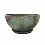 Classic Home and Garden Rosie Moderner Übertopf mit Drainage, Moderne Pflanzschalen – Flache runde Vasen für kleine Pflanzen – vielseitige Töpfe für drinnen und draußen (25,4 cm, Patina-Kupfer)