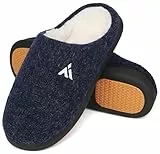 Mishansha Hausschuhe Herren Damen Winter Pantoffeln Hüttenschuhe Gefütterte Warme Hausschuhe für Männer Frauen Oxford Blau, Gr.45 EU