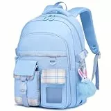 KEBEIXUAN Schultasche Mädchen Rucksack Kinderschultasche | Cute Schulrucksack für Mädchen 1. - 5. Klasse | Atmungsaktiv Wasserabweisender, Blau