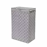 Compactor STAN Wäschekorb, Größe L, 25x38x60 cm, Grau, Stilvoller Wäschebehälter aus Rayon-Geflecht mit Deckel