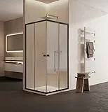 MARWELL Duschkabine Flexi 77-90x77-90-190 cm Eckdusche mit hochwertigen verstellbaren Alumuniumprofilen in schwarz matt Duschabtrennung mit aushängbaren Schiebetüren zur Reinigung