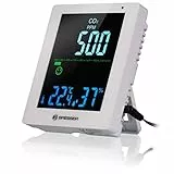 Bresser CO2 Luftqualitätsmonitor Smile, Luftqualität, Messgerät für die Raumluft mit Kohlendioxid Melder und Anzeige von Luftfeuchtigkeit und Temperatur, Lüftungsempfehlungen, weiß