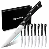 PAUDIN Steakmesser 8-teiliges Set hochwertiger deutscher Edelstahl Steak Messer Set ultrascharfe gezackte Klinge und ergonomischer Griff Tafelmesser mit Geschenkbox