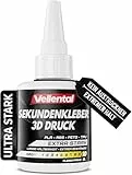Sekundenkleber 3D Druck flüssig für PLA, ABS, PETG, TPU Filament extra stark - 3D Drucker Kleber wasserfest, hitzebeständig & mit Nadel Verschluss gegen Austrocknung - 3d Drucker Zubehör