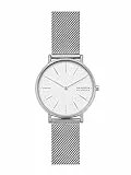 Skagen Damenuhren Signatur, Zweizeiger Uhrwerk, 38mm Silbernes Edelstahlgehäuse mit EdelstahlMesh Armband, SKW2785