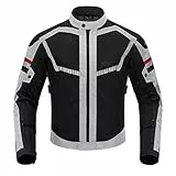 BORLENI Motorradjacke Sommer Herren Motorrad jacken Atmungsaktiver Panzerschutz Hochglanz Reflektierend Grau XL