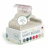 Laleni Kinderkleiderbügel - 50 sensibles protested Kleiderbügel mit Samt Rutschfest - 360° drehbare - Rosegold & Elfenbein