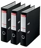 Esselte Ordner breit, DIN A4, 3er Pack, 7,5 cm Rückenbreite, Kunststoff-Ordner, Schwarz, 624294
