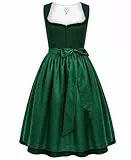 DIRNDLSTERN Damen Trachtenrock Grün - Midi Trachtenkleid für Oktoberfest Leinen Dirndlkleid mit Dirndlschürzen 38