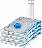 Amazon Basics Vakuum-Kompressionsbeutel, Aufbewahrungsbeutel, mit Handpumpe, Reißverschluss, Größe X-Jumbo, 4-er Pack, für Kleidung, Transparent
