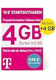 Telekom MagentaMobil Prepaid M SIM-Karte ohne Vertragsbindung, 5G inkl. I 13 GB & Allnet Flat (Min, SMS) in alle dt. Netze + EU-Roaming I Surfen mit 5G/ LTE Max & Hotspot Flat I 10 EUR Startguthaben