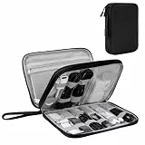 Arae Elektronik Zubehör Organizer, Kabeltasche Travel Essentials, Doppelschicht Reise Kabel Tasche, Electronic Accessories für Ladegerät, USB, SD Karten (Schwarz, L)