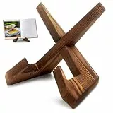 Kochbuchständer aus Holz, 23x21x17 Kochbuchhalter, Kochbuch Halterung zum Lesen Bett, Rezepthalter für Küche, Vintage & Rustikal Buchhalter, Rezepthalter Buchaufsteller für Kochbüchern und Bücher