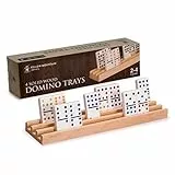 Yellow Mountain Imports Premium Bienenholz Dominoständer (25 Zentimeter) - Set mit 4 Stück - Dominohalter für Mexican Train, Chickenfoot