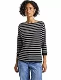 Street One Damen 3227723 Gestreiftes Basic Shirt, Black, 42