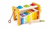 Hape Xylophon und Hammerspiel - mit ausziehbarem Xylophon, Kinderspielzeug zur Förderung der Motorik, Montessori Spielzeugmultifunktionales Holzspielzeug, ab 10 Monaten
