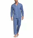 COLORFULLEAF Schlafanzug Herren lang 100% 100% Baumwolle Herren Pyjamas Set Zweiteiliger Nachtwäsche Langarm Loungewear Winter(BlauL)