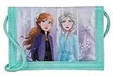Undercover Frozen Geldbeutel und Brustbeutel, mit Klettverschluss und Reißverschluss, Portemonnaie Kordelband, Geldscheinfach und Münzfach für Kinder, Jungen und Mädchen, 9 x 13 x 5 cm