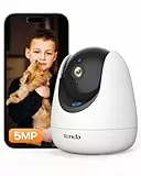 Tenda 5MP Überwachungskamera Innen WLAN, 360° WiFi IP Kamera Indoor, 2-Wege-Audio, Nachtsicht 12M, AI Bewegungs und Personenerkennung, Auto-Tracking, für Hund, Alexa-Kompatibel, CP7 V2.0