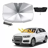 KUWUNG Sonnenschutz Auto Frontscheibe Faltbarer,Auto Windschutzscheibe Sonnenschutz Regenschirm,UV-Schutz Sonnenschirm für die Windschutzscheibe für die meisten Autos & SUV(140 x 80 cm)