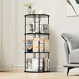 Flycity 3 Etagen drehbares Bücherregal, 360° Eck-Bücherregal Turm, rundes drehbares Bücherregal mit spezieller sichtbarer Trennwand, schmales Bücherregal Organizer für Wohnzimmer, kleiner Raum