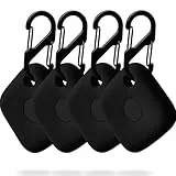 [4-Stück] Silikon Hülle für eufy Security SmartTrack Link mit Schlüsselanhänger, 4er Pack Anhänger für eufy tracker Link - Stoßfest, Tragbar Keyring Abdeckung, Einfache Installation, 4 Stück (Schwarz)