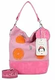Fritzi x Frida Kahlo Izzy07 Limited Canvas Hobo Bag Oranges Damen Schultertasche Umhängetasche Handtasche Freizeit Alltag Arbeit Festival Magnetverschluss Canvas 37 x 27 x 17 cm, Rosa
