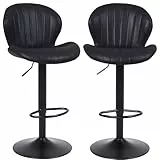 ralex-chair Moderne Barhocker 2er Set, Höhenverstellbare Drehbare Barhocker, Armlose Kücheninsel-Thekenstühle mit Rückenlehne und Fußstütze, Schwarz