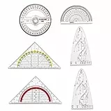 Gefaps Geometrie Set aus Transparentem Acryl – mit Geodreieck, Parabelschablone und Winkelmesser – Ideal für Schule, Mathe, Technische Zeichnungen & Diagramme