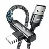 toocki USB-C-Kabel 3M 3A USB-A auf USB-C Ladekabel 90 Grad Geflochtenes Schnellladekabel für iPhone 17/17 Pro/17 Pro Max/Galaxy S10 S10+, LG V30, Switch, Schwarz