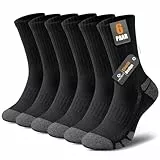Cirorld Socken Herren Damen, 6 Paars Baumwolle Tennissocken, Warm Arbeitssocken mit Gepolstert, Atmungsaktiv Weich Wandersocken Trekkingsocken, Lange Rutschfest Sportsocken 39-42, Schwarz