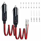 Elalove Zigarettenanzünder Stecker 12V/24V, 16AWG Kabel (15cm) mit 8 Sicherungen (10A/15A) – inkl. Zubehör für Auto, LKW, Wohnmobile